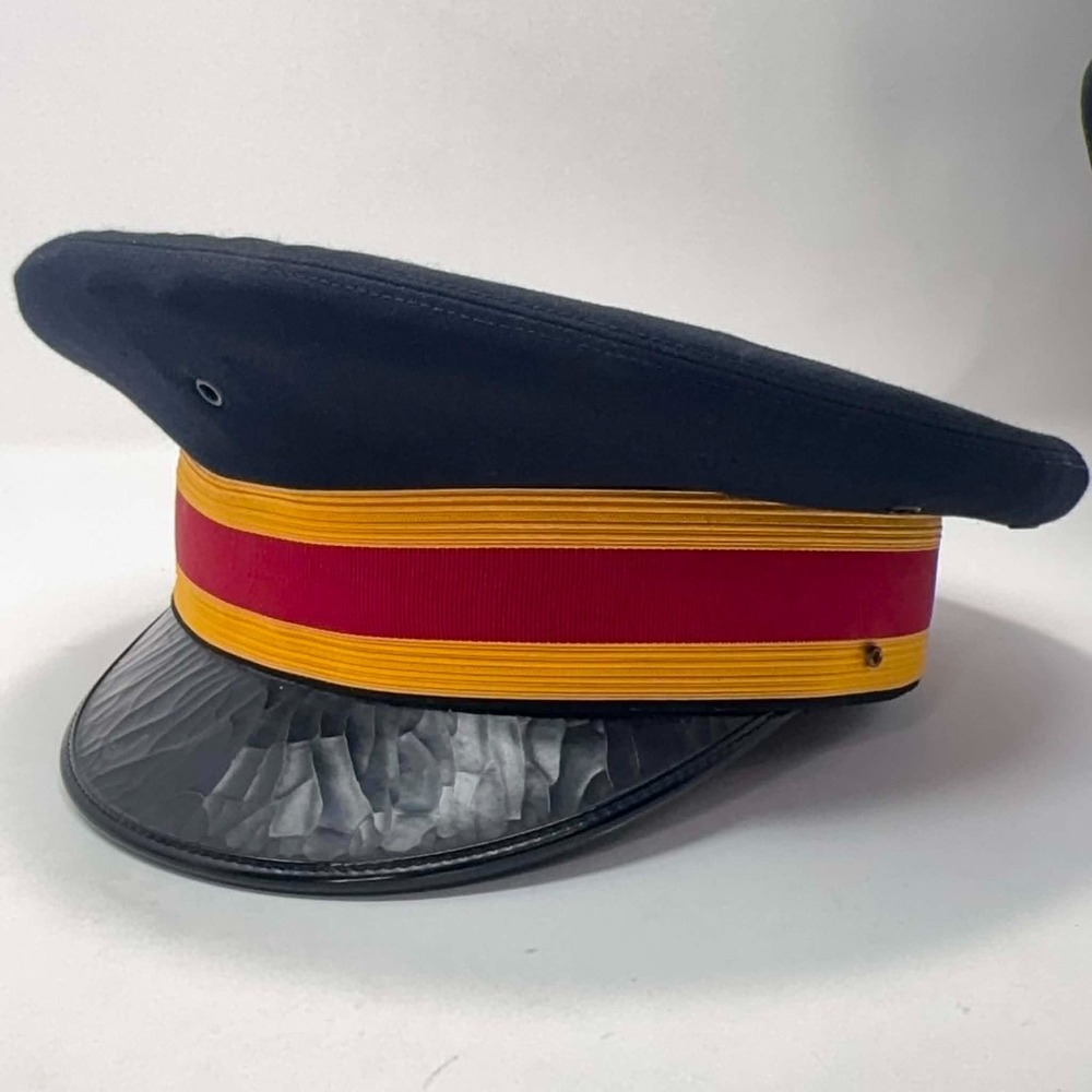 Vintage Flight‎ Ace Dress Uniform Cap Hat Size 7 Red Gold Band Railroad Transit